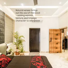 A detail shot from the bedroom in image 13, highlighting the natural veneer door.