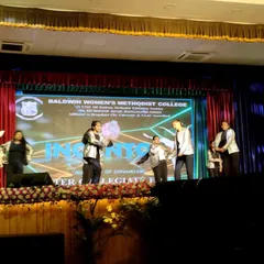 A group performing on stage at the Baldwin Women's Methodist College competition. It was inspiring to watch so many creative performances.