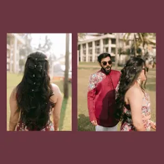 We were just clicking away when the groom saw the bride's beautiful hairstyle and had the cutest reaction. Our camera caught his candid admiration, a moment even we blushed at.