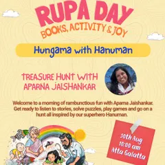 Poster for 'Hungama with Hanuman', a treasure hunt for kids with Aparna Jaishankar.