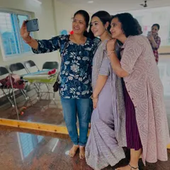 A selfie moment during our anniversary celebration. These are the connections and friendships that make Shree Yoga Academy a special place.