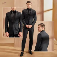 An all-black suit does not have to be ordinary. By using geometric paneling and a mix of textures, I've created a tuxedo that is both modern and powerful, designed to make a unique statement.