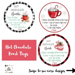 Get ready for winter with our Hot Chocolate Bomb tags. These stickers include instructions and come in several festive designs.