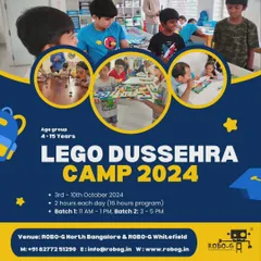 Celebrate the festive season with creativity at our LEGO Dussehra Camp. This flyer details the dates and batches for our special 16-hour program in October.