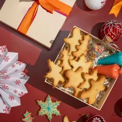 For anyone who wants to play chef, this is my DIY Christmas Cookie Kit. It comes with sugar cookies, colorful royal icing, and sprinkles for a fun family activity.
