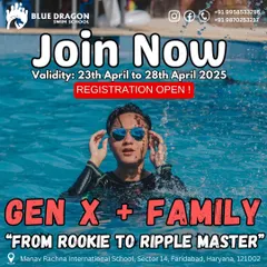 From rookie to ripple master. Our Gen X and Family program is designed to help everyone swim like a pro. Registrations are open now at our Faridabad location.