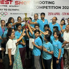 Our team celebrating with the championship trophy at the Best Shot Open Shooting Competition 2024, an event we proudly host.