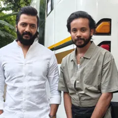 Sharing a frame with Riteish Deshmukh during the shoot for 'Raid 2'. It was a film we poured our hearts into, and the camaraderie on set was amazing.