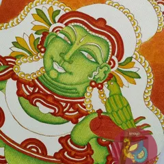 Adding the green to Meenakshi's form. This is a crucial stage where her divine identity as the green-hued goddess truly begins to emerge. The shading and details start to create depth and personality.
