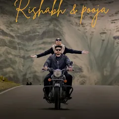 A fun, carefree moment on the open roads of Ladakh. This image is all about freedom, adventure, and starting a new life together.