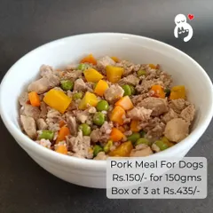 Our Pork Meal is a fantastic rotational protein, offering a different flavor profile to keep your dog excited for mealtime. It's mixed with pumpkin, carrots, and peas for a balanced diet.