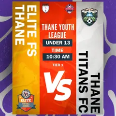 Matchday announcement for our Under-13 team in the Thane Youth League. Our players are geared up and ready to showcase their skills.