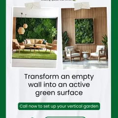 An empty wall is a blank canvas. We can transform it into an active green surface, like the living room bio-wall or the framed garden art shown here, making it a central feature of your interior design.