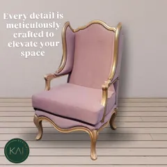 A classic Louis XV-style Bergère chair, given a modern twist with soft pink upholstery and a gilded frame. This piece is meticulously crafted to elevate any space with its rococo elegance and luxurious comfort.