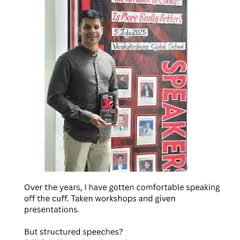 Posing with my speaker award at TEDxVGSYouth. Structured speeches used to be a challenge, so stepping onto this stage was more than just a milestone for me.