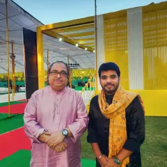 With the legendary Sarod Maestro Padmashree Pandit Tejendra Narayan Majumdar ji before our 'Music in the Park' concert in Delhi. His presence is always a blessing.