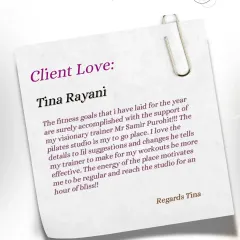 Tina shares how our visionary trainer, Samir Purohit, has helped her accomplish her fitness goals. She loves the detailed suggestions and motivating energy of the studio, calling her workout an "hour of bliss."