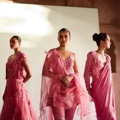This is a frame from a campaign I styled for an Indian couture brand. My goal was to create a dreamy, cohesive story with rich textures and soft silhouettes, showcasing three distinct but related looks for a bridesmaid collection.