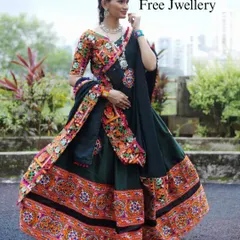Get ready for Garba night with our designer chaniya cholis. This traditional outfit comes with intricate embroidery and a full flare for dancing, and we even provide matching oxidized jewellery to complete your look.