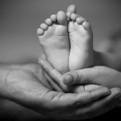 Sometimes, the smallest details hold the biggest love. This timeless black and white newborn photoshoot captures the tiny perfection of a baby's feet held safely in their parent's hands.