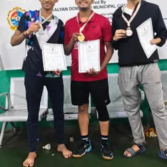 The winners' podium at the State Para Badminton Championship. Our coach Ashish stands tall with his gold medal, a true inspiration for all our students.