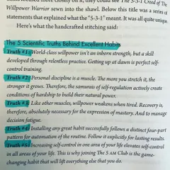 An excerpt from "The 5 AM Club." This book has been a game-changer for me, reinforcing the power of habits, discipline, and self-control. Personal discipline is a muscle; the more you stretch it, the stronger it grows.