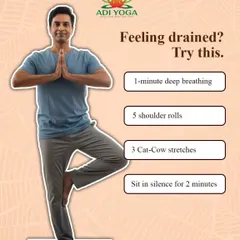 Feeling drained? Try this quick reset: one minute of deep breathing, five shoulder rolls, three Cat-Cow stretches, and two minutes of silence. Your pause is your power.