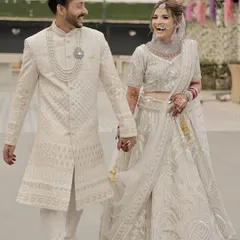 For the modern bride, an elegant white or ivory lehenga makes a stunning statement. Here, I created a soft, luminous makeup look that complements the intricate chikankari work, paired with a gentle smile that says it all.