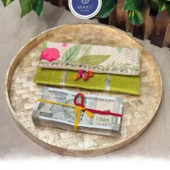 A beautifully designed floral envelope for your 'shagun'. This premium envelope, seen here on a mother-of-pearl inlay tray, turns a traditional gesture into a stylish statement.