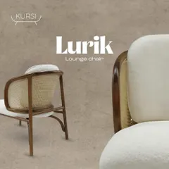 With its soft curves and plush bouclé cushion, the 'Lurik' lounge chair was made for lingering, not just sitting. The caned back adds a light, airy feel to its intentional form.