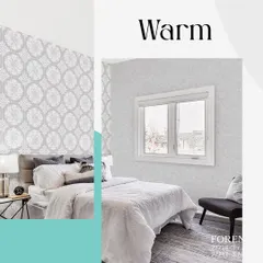 This warm, classic-patterned wallpaper is ideal for a bedroom. The gentle grey and white design creates a soothing and cozy atmosphere, perfect for unwinding at the end of the day.