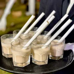A fun and energizing option, my Bubble Coffee is a hit at any event. It's a refreshing cold coffee blended with popping boba pearls, served in shot glasses for a quick and fun beverage.