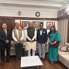 Our Chairman, Mr. Rajesh Gupta, and Ahmedabad Branch Head, Mr. Punit Sharma, meeting the Governor of Gujarat, Shri Acharya Devvrat. A significant meeting focused on enhancing skill development in the state.