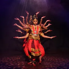 The divine power of Lord Narasimha is brought to life in this visually striking formation from our 'Narasimha Kavuthuvam'. This piece demonstrates the synchronization and strength of my ensemble, creating a powerful depiction of the deity's formidable, multi-armed presence.