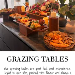 A beautiful example of a grazing table setup, where food becomes an experience. This spread is packed with flavour and styled to your vibe, creating a visual feast for your guests.