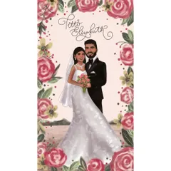 This custom digital portrait was created for a dear friend's wedding. I offer different variations, including simple portraits and versions with beautiful floral borders.