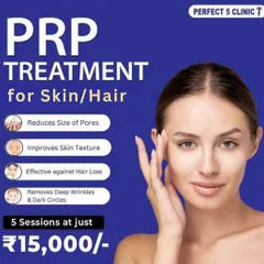 Discover the benefits of PRP for both skin and hair with our special package. Get five sessions for just ₹15,000 to improve skin texture, reduce hair loss, and diminish wrinkles.