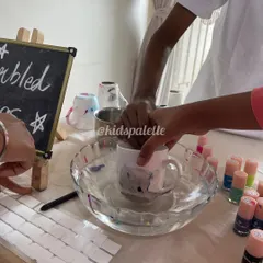 A look at our marbled mug making activity. Using nail polish and water, guests can create stunning, one of a kind patterns on their own ceramic mugs. It feels like a little bit of magic.