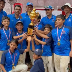 Our Under-10 champions hoisting the trophy with their coaches. We believe in building a strong foundation, and this moment shows the pride and success of our youngest competitors in the PTPL tournament.