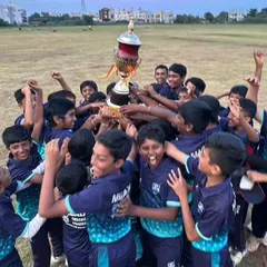 The pure joy of victory. Our Under-14 team erupts in celebration after clinching the Dasara Cup in Hubli, a moment that reflects their hard work, team spirit, and the winning culture we cultivate.