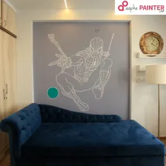 Another shot of the completed Spider-Man mural. It's a great way to add personality to a room without overwhelming the space with too much color.