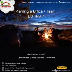 Planning an office or team outing? Our lakeside camping and bonfire experience is a fantastic way to build team spirit and have fun outside the office.