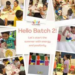 Hello Batch 2! This collage showcases the smiling faces and creative projects from the second batch of our summer camp, capturing the positive energy and fun of their first few days.