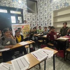 The whole class at Dausa posing for a picture. It's great to see so many students excited about participating in the national competition.