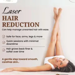 Our laser hair reduction service is a gentle step towards smooth, carefree skin. It is safe for the face, arms, legs, and more, with quick sessions and minimal downtime. Over time, any hair that regrows is finer and softer.