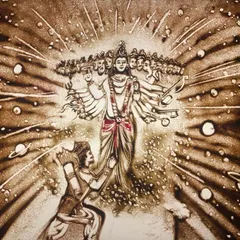 This intricate depiction of the Virat Roop from the Mahabharata is a testament to the depth and detail I bring to cultural storytelling. These mythological epics are close to my heart, allowing me to connect with our rich heritage.