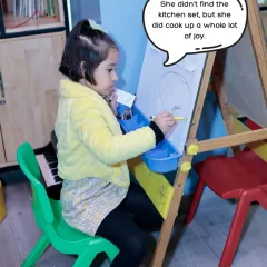 Our drawing easel provides a quiet corner for little artists to express themselves and create their own masterpieces.