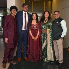 Dressing the whole family is one of my favorite things to do. Here you can see how I created a cohesive theme for this family's celebration, with outfits for every generation, from a modern indo-western set to a classic saree.
