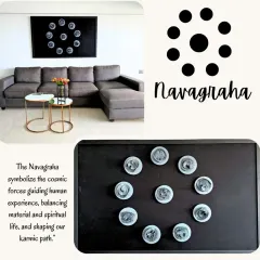 The Navagraha symbolizes the cosmic forces that guide our experience. This arrangement brings a sense of balance and spiritual harmony to your space.