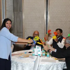 Bringing fun and games to the tables. This icebreaker activity at the Cipla conference was designed to boost energy and team morale.